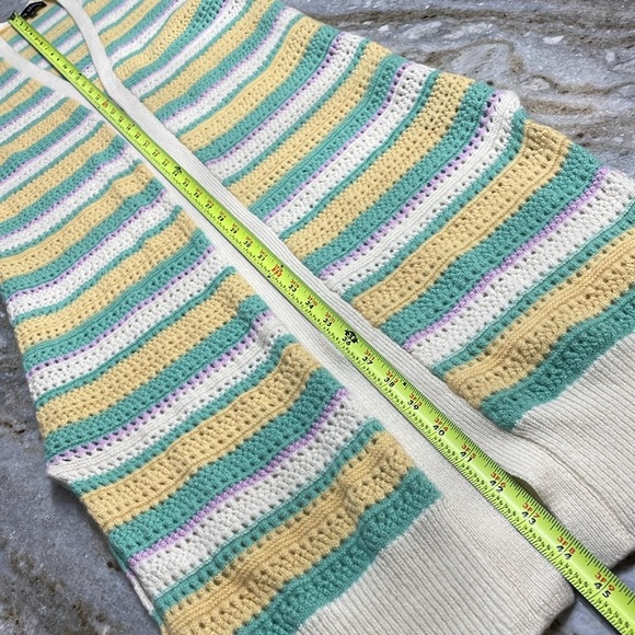 Izaak Azanei Long cardigan with multi-colored crochet stripe Cashmere Wool Blend - Picture 8 of 12